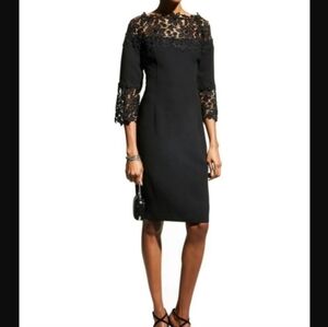 NWT Shani Black Crepe Beaded Lace‎ Sheath LBD Cocktail Dress Size 2 #634